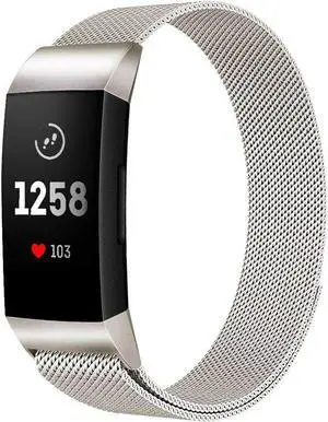Werleo Metal Bands Compatible Fitbit Charge 3 Band Women Men Small Large Stainless Steel Replacement Band Wrist Straps Accessories for Fitbit Charge 3 Fitness Tracker Smart Watch