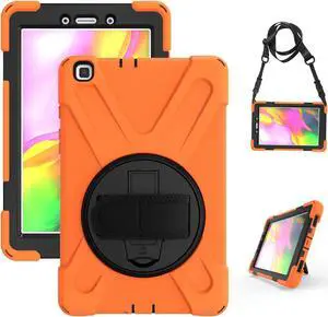 Galaxy Tab A 8.0 2019 Case Model SM-T290 SM-T295 Heavy Duty Shockproof Protective Case Cover with 360 Rotating Kickstand Hand Strap Shoulder Strap for Samsung Galaxy Tab A 8.0 2019 Without S Pen