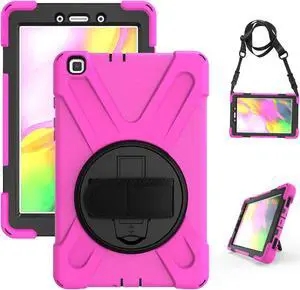 Galaxy Tab A 8.0 2019 Case Model SM-T290 SM-T295 Heavy Duty Shockproof Protective Case Cover with 360 Rotating Kickstand Hand Strap Shoulder Strap for Samsung Galaxy Tab A 8.0 2019 Without S Pen