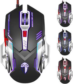 Ergonomic 3200 DPI LED Optical Wired Gaming Mouse Mice 5 Buttons Compatible Mac Pro Gamer PC Laptop Desktop Notebook Black