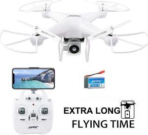 Flight Time Drone JJRC H68 RC Drone with 720P HD Camera Live Video FPV 6-Axis Gyroscope Quadcopter with Headless Mode Altitude Hold Helicopter with Battery White