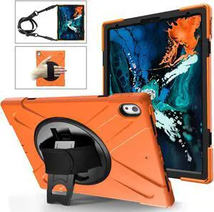 iPad Pro 12.9 Case 3rd Gen 2018 Heavy Duty Shockproof Protective Case Cover with 360 Degree Rotating Kickstand / Adjustable Hand Strap and Carrying Shoulder Strap for iPad Pro 12.9 3rd Generation