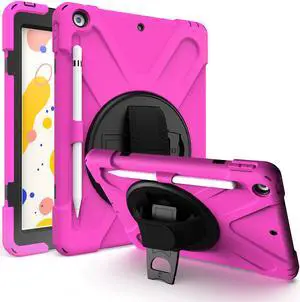 New iPad 10.2 Case 2019 iPad 7th Generation Case Cover with Pencil Holder / Rotatable Stand / Hand Strap and Shoulder Belt Shockproof Case for iPad 10.2 inch 2019 Tablet A2197 A2198 A2200