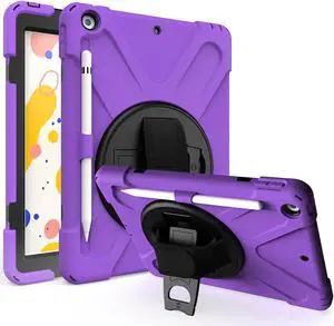 New iPad 10.2 Case 2019 iPad 7th Generation Case Cover with Pencil Holder / Rotatable Stand / Hand Strap and Shoulder Belt Shockproof Case for iPad 10.2 inch 2019 Tablet A2197 A2198 A2200