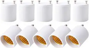 GU24 to E26 E27 Adapter 10 Pack Heat Resistant Up to 200? Fire Resistant Converts GU24 Pin Base Fixture to E26 E27 Standard Screw-in Socket
