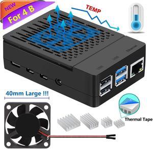 Raspberry Pi 4 Case Raspberry Pi 4 Fan ABS Case with Cooling Fan / Raspberry Pi 4 Heatsink Simple Removable Top Cover for Pi 4 Model B / 4B