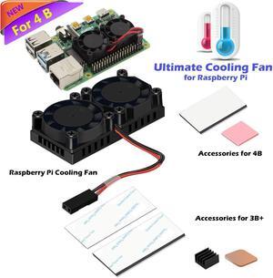 Raspberry Pi 4 Fan Raspberry Pi Dual Fan with Raspberry Pi Heatsink Raspberry Pi Fan for Raspberry Pi 4 Model B 3B+ / Pi 3 B / Pi 2 B