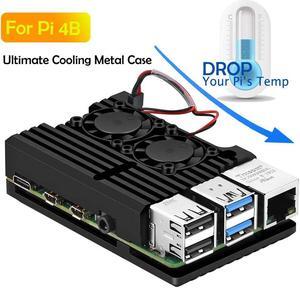 Raspberry Pi 4 Model B Case Raspberry Pi 4 Armor Case Metal Case with Dual Fan Aluminium Alloy Raspberry Pi 4 Fan Pi 4 Heatsink for Raspberry Pi 4 Model B / Pi 4B