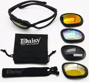 Daisy C5 Polarized Army Goggles Cycling Glasses Military Sunglasses 4 Lens Kit Sunglasses