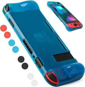 Protective Case Cover for Nintendo Switch Comfortable Soft TPU Grip Case and Ergonomic Anti-Scratch Shock-Absorption Cover for Nintendo Switch 2017 with 8 Thumb Grips Caps