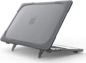 MacBook Air 13 Inch Case 2019 2018 Release A1932 Heavy Duty Slim Hard Shell Dual Layer Protective Cover with Fold Kickstand for Apple MacBook Air 13 Retina with Touch ID
