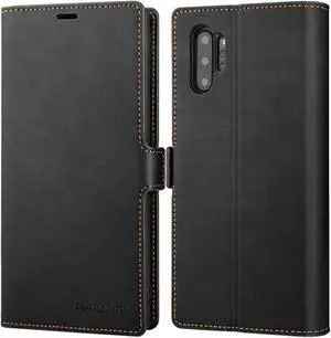 Galaxy Note 10 Plus Wallet Case Premium Leather Note 10+ Plus Folio Flip Case with Kickstand Card Holder Slots Shockproof Protective Cover for Samsung Galaxy Note 10 Plus 6.8 inch