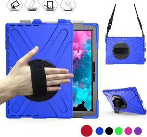 Microsoft Surface Pro 7 / Pro 6 / Pro 5 / Pro 2017 / Pro 4 / Pro LTE Case Protective Rugged Cover Case with Pen Holder Hand Strap Rotating Kickstand Shoulder Strap Rugged Shockproof Silicone Case