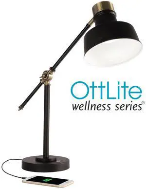 OttLite CS01KA9-SHPR Wellness Series Balance LED Desk Lamp - 4" to 18" High - Black