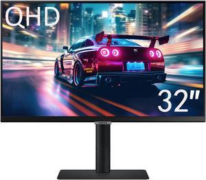 SAMSUNG 32 Inch QHD 2K Computer LED Monitor with HDR (HDMI, USB-C) Fully Adjustable Stand, Display Port Daisy Chain, Ethernet, HDMI, Black