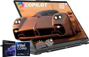 Lenovo Yoga 7i 2-in-1 AI Laptop, 16" WUXGA Touchscreen, Intel 12-Core Ultra 7 155U (Beat i7-1355U), 16GB LPDDR5X RAM 1TB SSD, Backlit KB, Fingerprint Reader, FHD IR Webcam, AI Copilot, Win11 Pro