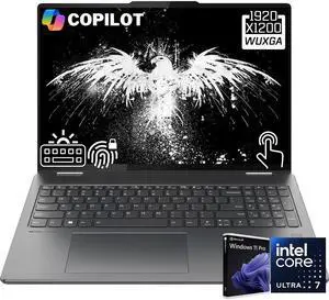 Lenovo Yoga 7i 2-in-1 16" Business AI Laptop, WUXGA Touchscreen Display, Intel 12-Core Ultra 7 155U (Beat i7-1355U), 16GB LPDDR5X RAM 1TB SSD, Backlit KB, Fingerprint Reader, AI Copilot, Win11 Pro