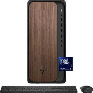 HP OmniDesk Desktop PC, Intel Core Ultra 5 225(Up to 4.9GHz), 32GB DDR5 5600MHz 1TB PCIe 4.0 SSD, Intel Graphics, Wifi 6, Bluetooth 5.4, Microsoft Copilot, Windows 11 Home, Dark Wood