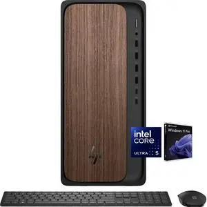 HP OmniDesk Desktop PC, Intel Core Ultra 5 225(Up to 4.9GHz), 32GB DDR5 5600MHz 1TB PCIe 4.0 SSD, Intel Graphics, Wifi 6, Bluetooth 5.4, Microsoft Copilot, Windows 11 Pro, Dark Wood