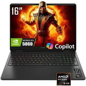 HP OMEN 16" Gaming Laptop, FHD+ 144Hz IPS LED Display, AMD Ryzen 9 8940HX(Beat Intel Core i9-14900HX), GeForce RTX 5060 8GB GDDR7, 64GB DDR5 2TB SSD, 4-Zone RGB Backlit KB, Wi-Fi 6E, RJ-45, Win11 Home
