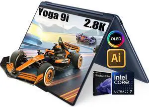 Lenovo Yoga 9i 2-in-1 AI Copilot PC Laptop, 14" 2.8K OLED Touchscreen 400Nits Display, Intel 16-Core Ultra 7 155H, 16GB LPDDR5X RAM 1TB SSD, Backlit KB, Thunderbolt 4, Fingerprint Reader, Win11 Pro