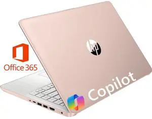 HP 2025 14" Student Laptop Computer, Intel Processor N150(Up to 3.6GHz), Microsoft Copilot AI, 4GB RAM 128B UFS, Wi-Fi 6, Bluetooth 5.4, Microsoft 365, Rose Gold, Win11 Home S