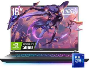 ASUS ROG Strix G16 Gaming Laptop, 16 WUXGA 165Hz Display, NVIDIA GeForce RTX 5060 8GB GDDR7, Intel Core i7-14650HX(Up to 5.2GHz), 64GB DDR5 2TB PCIe 4.0 SSD, Wi-Fi 7, 4 Zone RGB KB, RJ-45, Win11 Home