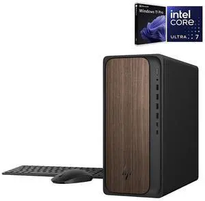 HP OmniDesk Desktop PC, Intel Core Ultra 7 265(Up to 5.2GHz), 64GB DDR5 5600MHz 2TB PCIe 4.0 SSD, Intel Graphics, Wifi 6, Bluetooth 5.4, Microsoft Copilot, Windows 11 Pro, Dark Wood