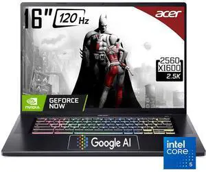 Acer Chromebook Plus 516 GE Cloud Gaming Laptop with Google AI, 16" QHD 120Hz, Intel 10-Core 5 120U, NVIDIA GeForce Now, 8GB LPDDR4X 256GB SSD, RGB Backlit Keyboard, With 2TB Cloud Storage, Chrome OS