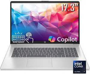 HP 17.3" HD+ Touchscreen AI Laptop, Intel 12-Core Ultra 7 255U (Up to 5.2 GHz) with Intel AI Boost NPU 12 Tops, 64GB DDR5 / 1TB SSD, Backlit Keyboard, WiFi 6, Bluetooth 5.4, Win 11 Home