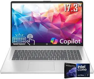 HP 17.3" HD+ Touchscreen AI Laptop, Intel 12-Core Ultra 7 255U (Up to 5.2 GHz) with Intel AI Boost NPU 12 Tops, 32GB DDR5 / 1TB SSD, Backlit Keyboard, WiFi 6, Bluetooth 5.4, Win 11 Pro