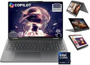 Lenovo Yoga 7i AI Powered 2-in-1 Laptop, 16" WUXGA Touchscreen 300 nits Display, Intel 12-Core Ultra 7 155U (Beat i7-1355U), 16GB LPDDR5X RAM, 1TB SSD, Backlit Keyboard, Fingerprint Reader, Win11 Home