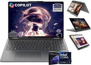 Lenovo Yoga 7i AI Powered 2-in-1 Laptop, 16" WUXGA Touchscreen 300 nits Display, Intel 12-Core Ultra 7 155U (Beat i7-1355U), 16GB LPDDR5X RAM, 2TB SSD, Backlit Keyboard, Fingerprint Reader, Win11 Pro