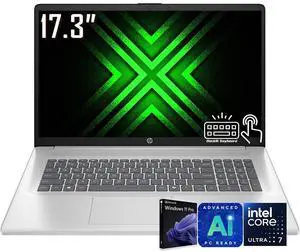 HP 17.3" HD+ Touchscreen Copilot PC Laptop, Intel 12-Core Ultra 7 255U (Beat Core 7 150U), Dedicated Intel AI Boost NPU 12 Tops, 16GB DDR5 1TB SSD, Backlit Keyboard, WiFi 6, Bluetooth 5.4, Win11 Pro