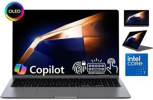Samsung Galaxy Book 4 360 2 in 1 AI Laptop, 15.6" FHD OLED Touchscreen 370 Nits Display, Intel 10-Core 7 150U(Beat i7-1355U), 16GB LPDDR5 512GB SSD, Fingerprint Reader, Backlit KB, Win11 Home