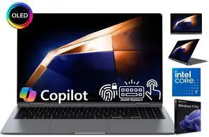 Samsung Galaxy Book 4 360 2 in 1 AI Laptop, 15.6" FHD OLED Touchscreen 370 Nits Display, Intel 10-Core 7 150U(Beat i7-1355U), 16GB LPDDR5 512GB SSD, Fingerprint Reader, Backlit KB, Win11 Pro