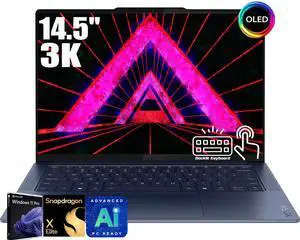 Lenovo Yoga Slim 7X Copilot PC Laptop, 14.5" Touchscreen OLED 3K (2944 x 1840) 1000 nits 90Hz Display,  Snapdragon X Elite X1E-78-100 12-core, 16GB LPDDR5X / 512GB SSD, Backlit KB, WiFi 7, Win 11 Pro