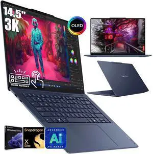 Lenovo Yoga Slim 7X Business Laptop, 14.5" Touchscreen OLED 3K (2944 x 1840) 90Hz 1000 nits Display,  Snapdragon X Elite X1E-78-100 12-core, 16GB LPDDR5X / 512GB SSD, Backlit KB, WiFi 7, Win 11 Pro