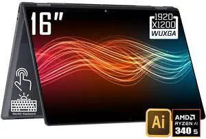 HP OmniBook X 2-in-1 Business AI Laptop, 16" 2K IPS Touchscreen 400 Nits Display, AMD Ryzen AI 5 340 (Up to 4.8GHz), 16GB LPDDR5X 1TB PCIe 4.0 SSD, Wi-Fi 6E, Backlit Keyboard, Win 11 Home