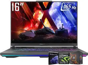 ASUS ROG Strix G16 Gaming Laptop, 16 WUXGA 16:10 165Hz Display, 16-Core AMD Ryzen 9 8940HX, NVIDIA GeForce RTX 5070 Ti 12GB DDR7, 32GB DDR5 1TB PCIe SSD, Wi-Fi 6E, 4 Zone RGB KB, RJ-45, Win11 Pro
