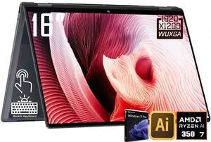 HP OmniBook X 2-in-1 Copilot  PC Laptop, 16" 2K IPS Touchscreen 400 Nits Display, AMD Ryzen AI 7 350 (Up to 5.0GHz), 24GB LPDDR5X 1TB PCIe 4.0 SSD, Wi-Fi 6E, Backlit Keyboard, Win 11 Pro