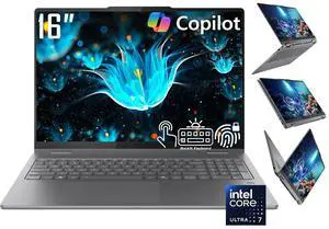 Lenovo Yoga 7i AI Powered 2-in-1 Laptop, 16" WUXGA Touchscreen 300 nits Display, Intel Core Ultra 7 256V(Beat i7-13700H), 16GB LPDDR5X RAM / 1TB SSD, Backlit KB, Fingerprint Reader, WiFi 7, Win11 Home