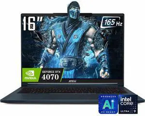 MSI Stealth 16 AI Gaming Laptop, Intel Core Ultra 9 185H (Up to 5.1GHz), 16" FHD+(1920x1200) 165Hz Display, 32GB DDR5 RAM / 1TB PCie SSD, NVIDIA GeForce RTX 4070, Backlit Keyboard, Wi-Fi 7, Win11 Home