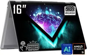 HP OmniBook X 2-in-1 Copilot PC Laptop, 16" FHD+ IPS Touchscreen 400 Nits Display, AMD Ryzen 5 220 (Up to 4.9GHz), 8GB LPDDR5 1TB PCIe 4.0 SSD, AMD Radeon 740M, Wi-Fi 6E, Backlit Keyboard, Win 11 Home