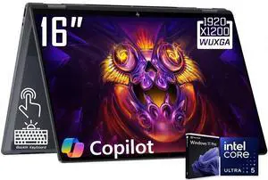 HP OmniBook X 2-in-1 Copilot PC Laptop, 16" 2K IPS Touchscreen 400 Nits Display, Intel Core Ultra 5 226V(Up to 4.5GHz), 16GB LPDDR5X 512GB PCIe 4.0 SSD, Wi-Fi 6E, Backlit Keyboard, Win 11 Pro