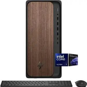HP OmniDesk Desktop PC, Intel Core Ultra 7 265 (Beat Core i7-14700), 64GB DDR5 5600MHz 1TB PCIe 4.0 SSD, Intel Graphics, Wifi 6, Bluetooth 5.4, Microsoft Copilot, Windows 11 Pro, Dark Wood