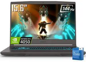 MSI Thin Gaming Laptop, 15.6" FHD IPS 144Hz Display, Intel Core i5-13420H (Up to 4.6GHz), NVIDIA GeForce RTX 4050 6GB GDDR6, 32GB RAM / 2TB SSD, Wi-Fi 6E, Bluetooth 5.3, Backlit Keyboard, Win11 Home
