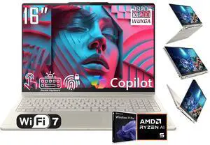 Lenovo Yoga 7 2-in-1 AI Business Laptop, 16" WUXGA Touchscreen Display, AMD Ryzen AI 5 340 (Up to 4.8 GHz), 16GB LPDDR5X RAM / 512GB SSD, Backlit Keyboard, Fingerprint Reader, Wi-Fi 7, Win11 Pro