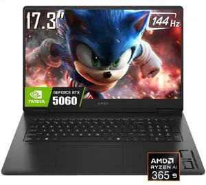 HP OMEN 17.3" Gaming Laptop, FHD 144Hz IPS LED Display, AMD Ryzen AI 9 365 (Up to 5 GHz), NVIDIA GeForce RTX 5060 8GB GDDR7, 32GB DDR5 1TB SSD, 1-Zone RGB Backlit Keyboard, Wi-Fi 6E, RJ-45, Win11 Home