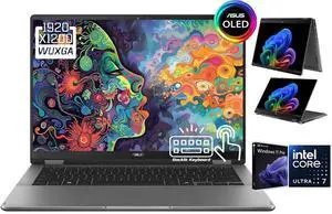 ASUS Vivobook Flip Laptop, 14" OLED WUXGA Touchscreen 16:10 400 nits Display, Intel Core Ultra 7 256V, 16GB LPDDR5X 2TB PCIe SSD, Intel Arc Graphics, Wi-Fi 7, Bluetooth 5.4, Backlit KB, Win11 Pro